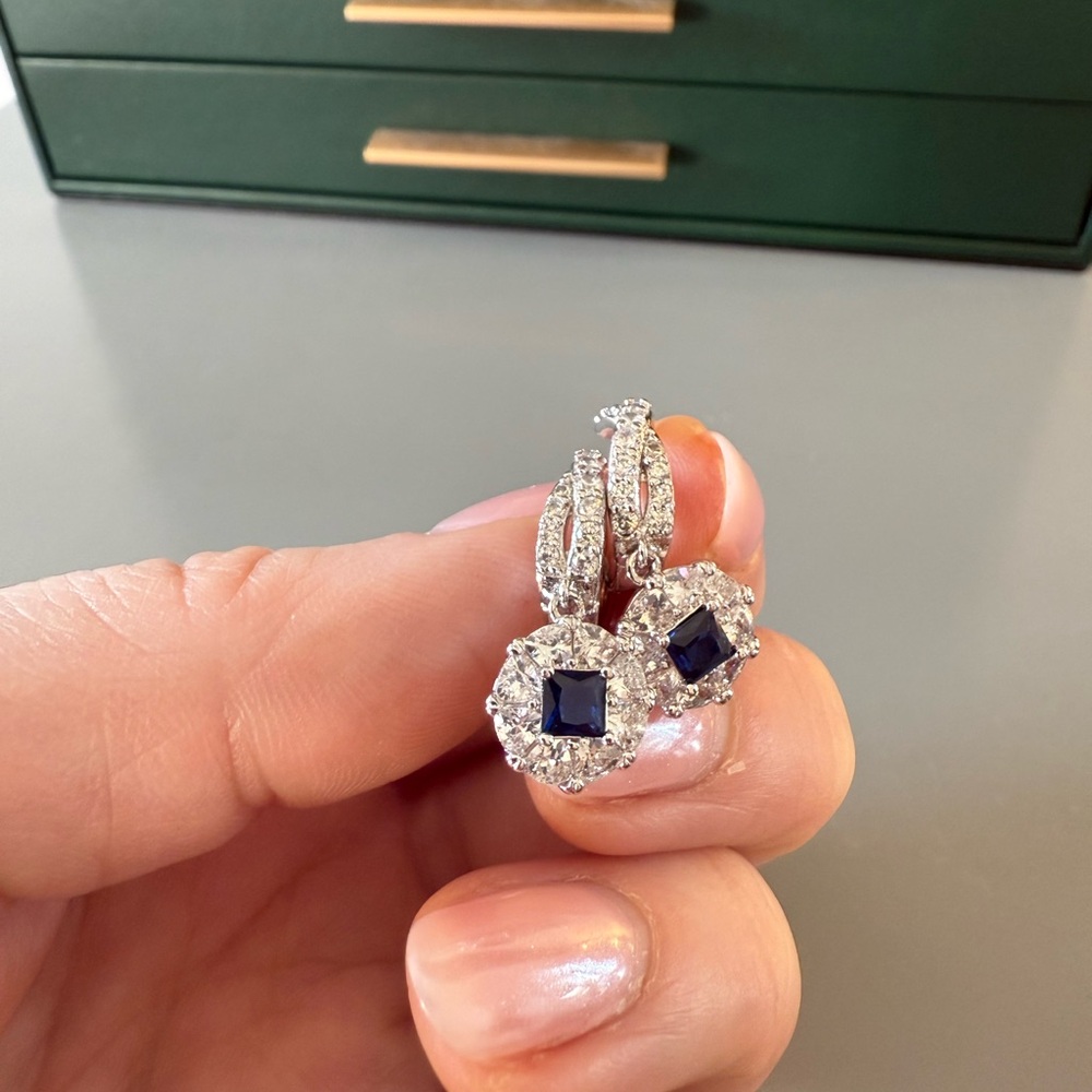 Bomb Party September Mini Hoops Sapphire Rhodium Elegant and Blue Earrings